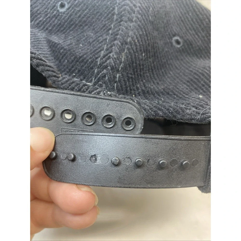 Vtg Randy Travis Corduroy Embroidered Snapback Spellout Corded Black Hat Country